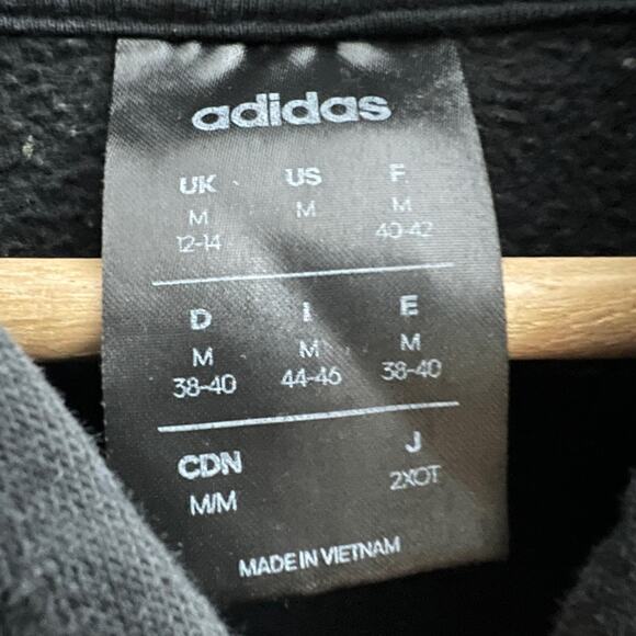 Adidas Women's MEDIUM Black Striped Long Sleeve Pullover Hoodie Sweater - Picture 8 of 11